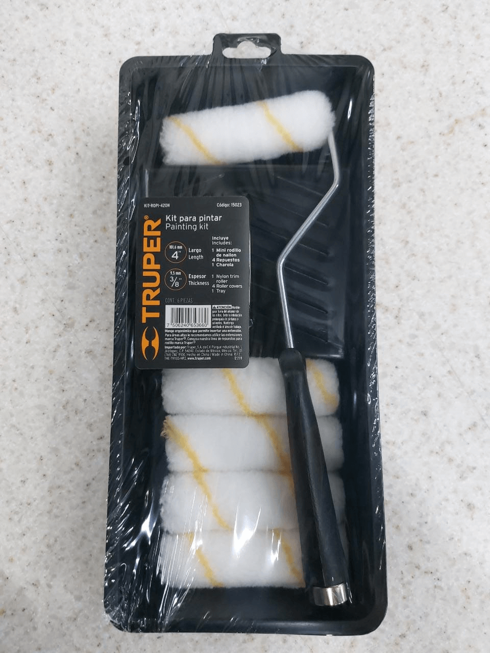 Kit chico para pintar truper, charola , maneral y 5 repuestos 